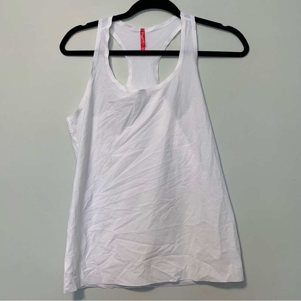 SPANX performance mesh athletic white tank top